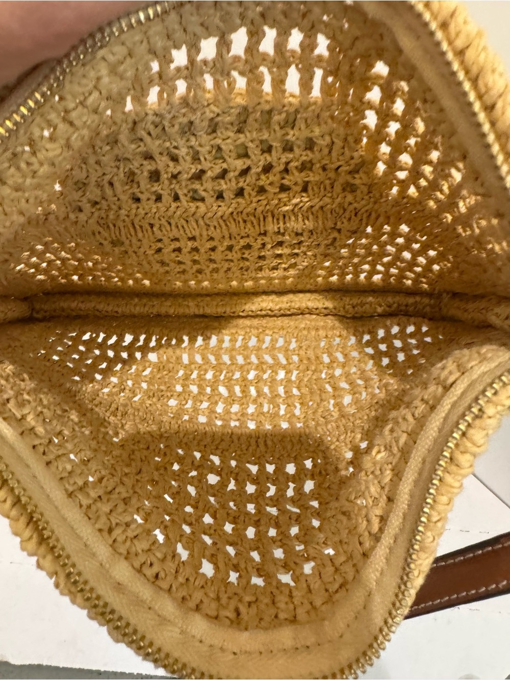 Tory Burch Ella Crochet Raffia Wristlet Clutch Natural Tan - Picture 6 of 7